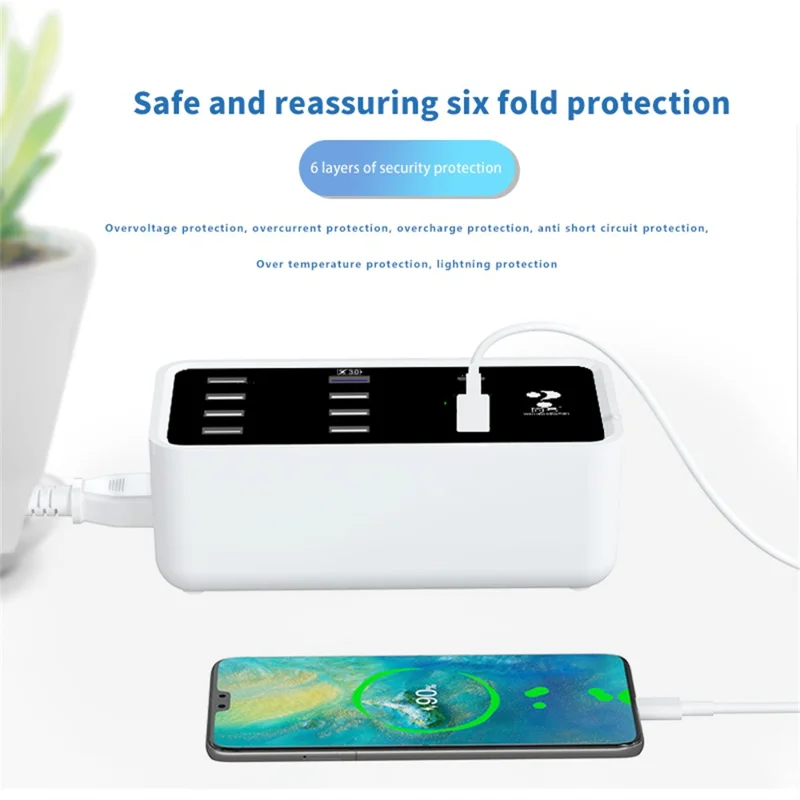 Carregador USB Multiporta CDA31-12 12 Portas QC3.0 + Estação de Carregamento Rápido PD para Telefone e Tablet - Plugue Europeu