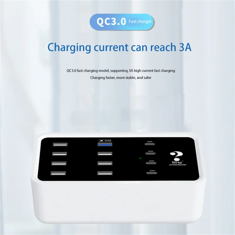 Carregador USB Multiporta CDA31-12 12 Portas QC3.0 + Estação de Carregamento Rápido PD para Telefone e Tablet - Plugue Europeu