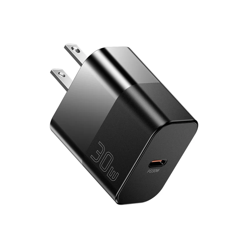 ESSAGER  ABS PD 30W Wall Charger USB-C Fast Charging Mobile Phone Adapter Safe Efficient Charger - Black  /  US Plug