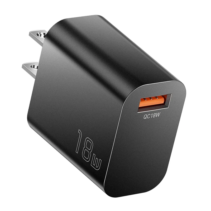 ESSAGER Max 18W Fast Charging USB Wall Charger Travel Power Adapter - Black  /  US Plug
