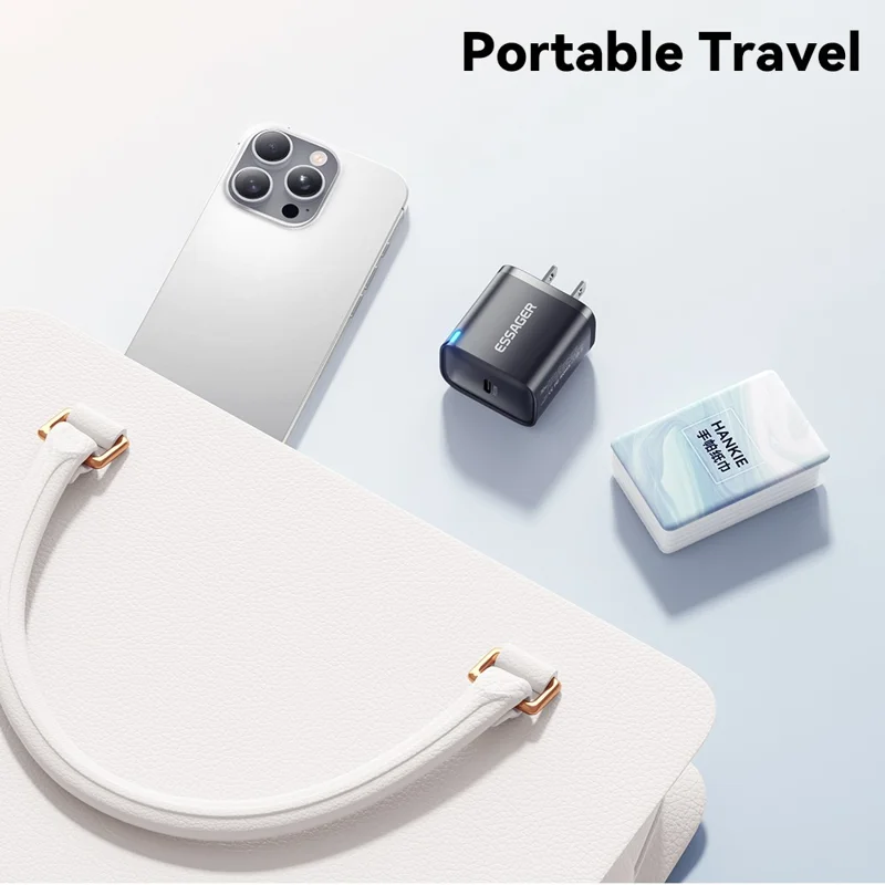 ESSAGER Max 20W USB-C Fast Charger PRO Chip Technology Power Adapter Mini Travel Charging Plug - White /  US Plug