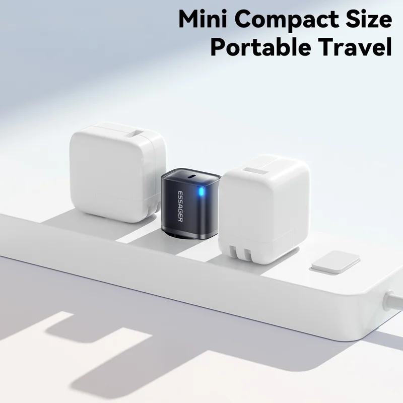 شاحن ESSAGER الأقصى 20 واط بشريحة تقنية PRO، محول طاقة صغير بمنفذ USB-C للسفر - أبيض / قابس أوروبي