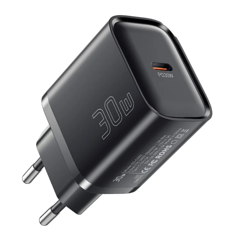 ESSAGER Max 30Вт USB-C Быстрое зарядное устройство PRO Чип Технология Адаптер питания Мини Дорожная зарядка Вилка - Черный / Вилка ЕС