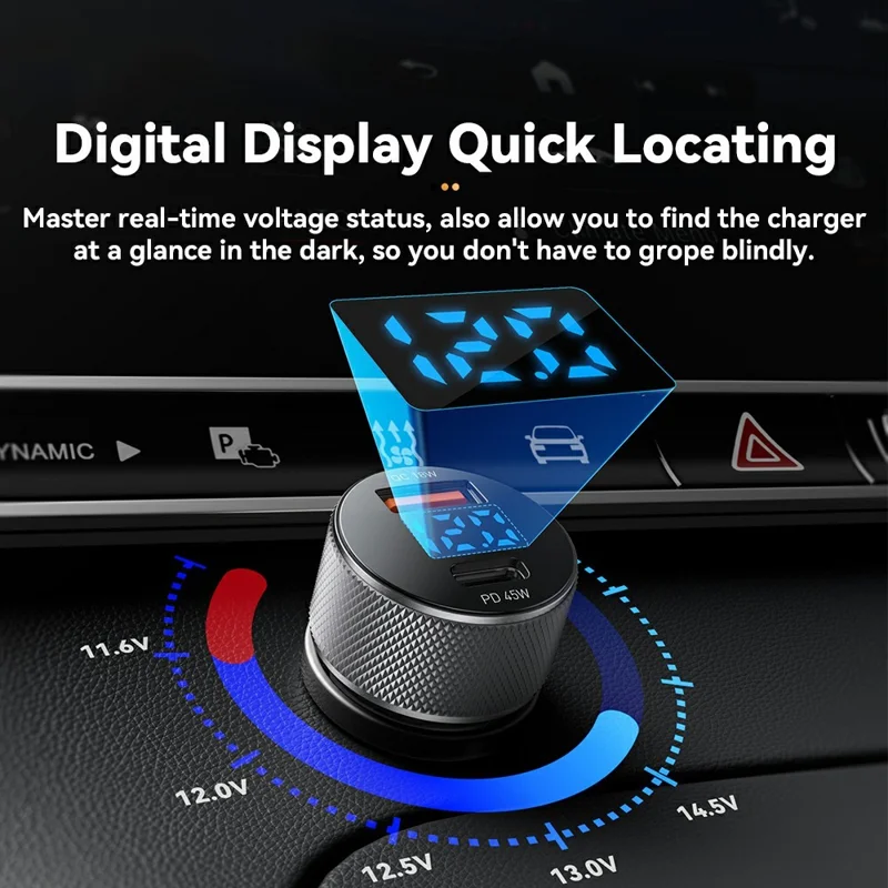 ESSAGER PD 45W Aluminum Alloy Car Charger USB-A  /  Type-C Dual Port PD3.0  /  QC3.0 Fast Charging Adapter - Black