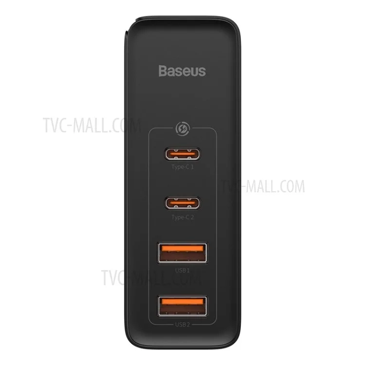 BASEUS GaN2 Pro 2 Typ-C+2 USB-Anschlüsse Quick Charger 100W Wand-Ladegerät Block mit Typ-C-Ladekabel (EU-Stecker) - Schwarz