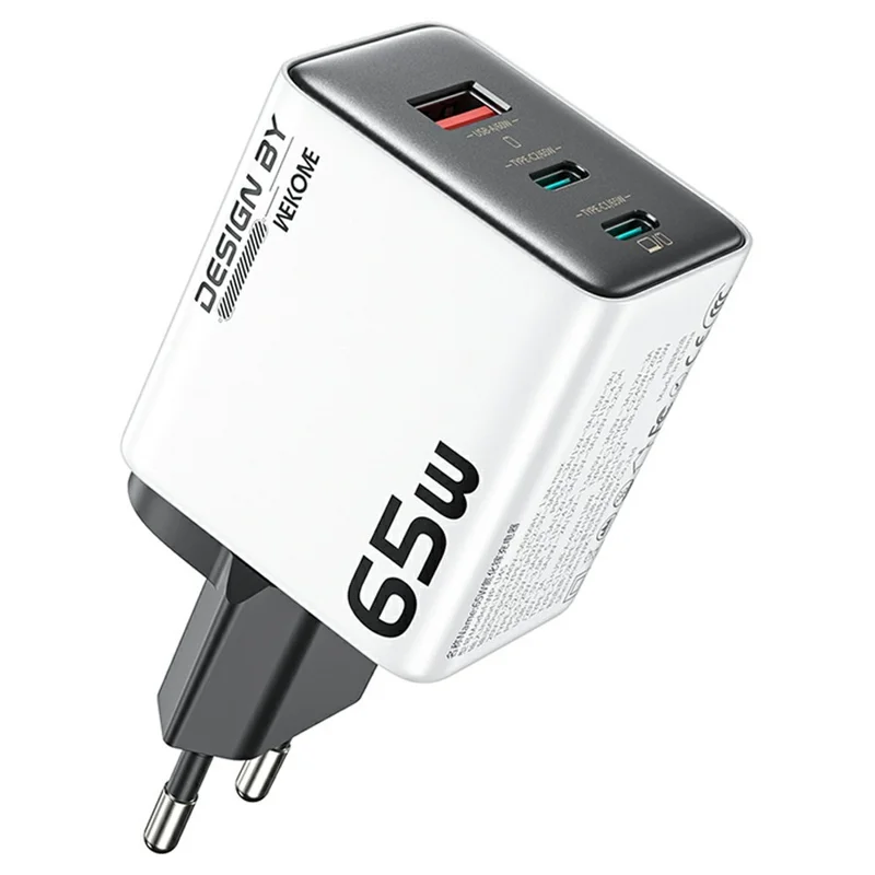 WEKOME WP-U45 65W GaN-laddare Snabbladdningsadapter med flera portar - Vit / EU-uttag