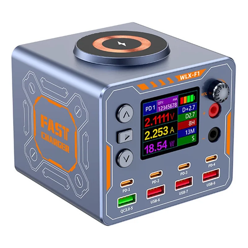 WLX-F1 140W 8 Port Wireless Fast Charger PD QC3.0 Multi-Device Charging Station for Laptop Phone - US Plug