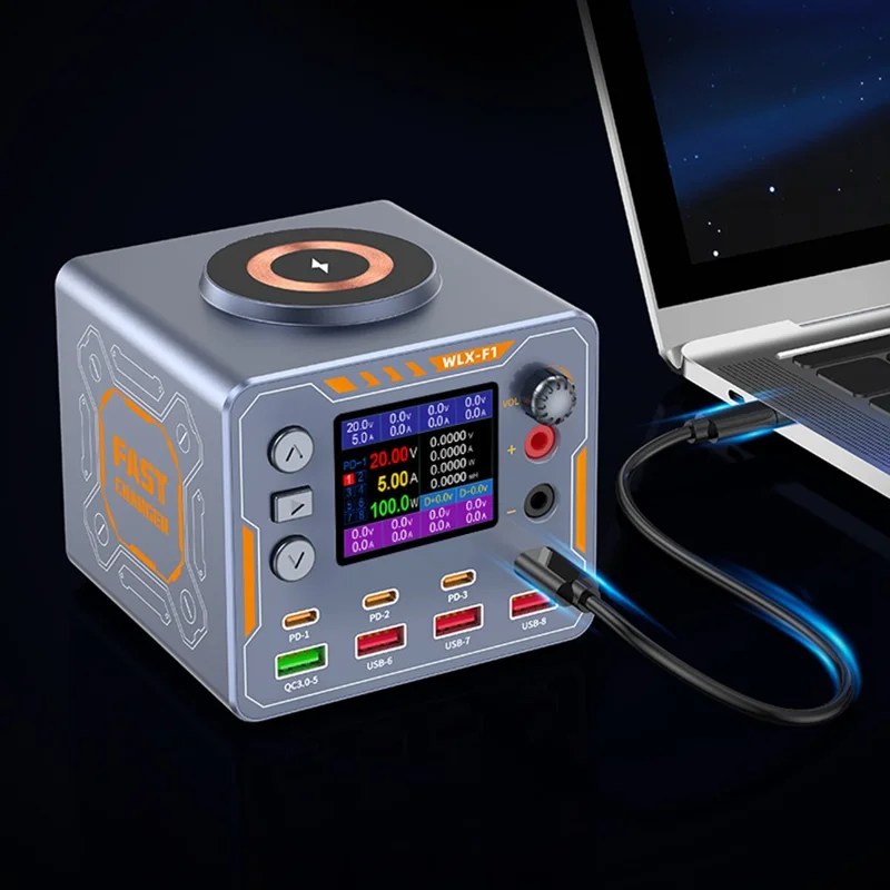 WLX-F1 140W 8 Port Wireless Fast Charger PD QC3.0 Multi-Device Charging Station for Laptop Phone - US Plug