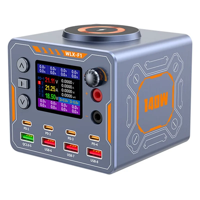 WLX-F1 140W 8 Port Wireless Fast Charger PD QC3.0 Multi-Device Charging Station for Laptop Phone - US Plug