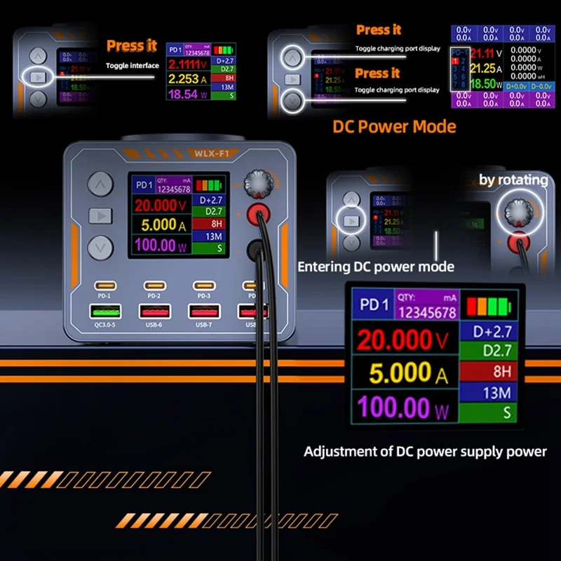 WLX-F1 140W 8 Port Wireless Fast Charger PD QC3.0 Multi-Device Charging Station for Laptop Phone - US Plug