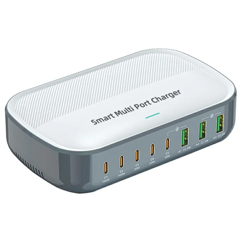 WLX-F8C 200W Desktop Charging Station 8-Port GaN USB-C PD 100W Charger Adapter for Laptops / Tablets / Phones Fast Charging Hub - US Plug