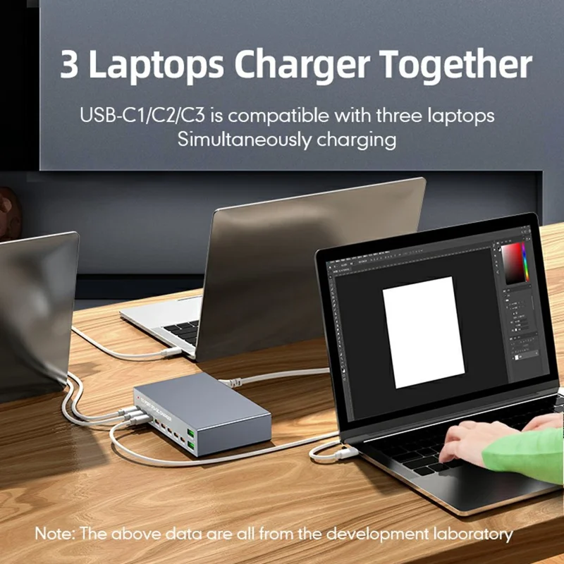 WLX-X6Y 140W Desktop-Ladestation USB C + USB A 10 Anschlüsse PD 100W GaN Schnellladegerät Hub – US-Stecker