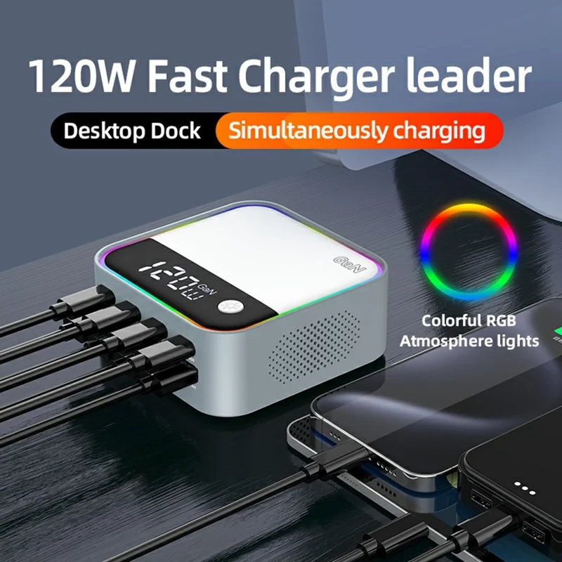WLX-M8 120W Desktop Charging Station 8 Ports GaN USB C PD 100W Fast Charger Adapter - EU Plug