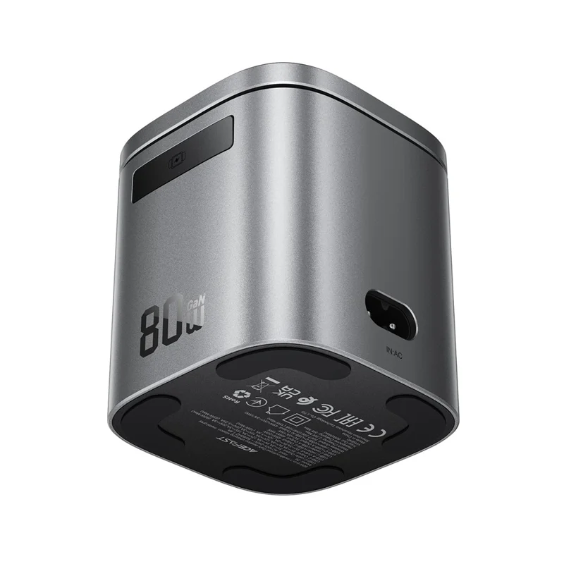 ACEFAST Z9 80W 6-in-1 GaN Desktop Charging Station Multi-Function Fast Charger Adapter Built-In USB-C Cable, EU Plug