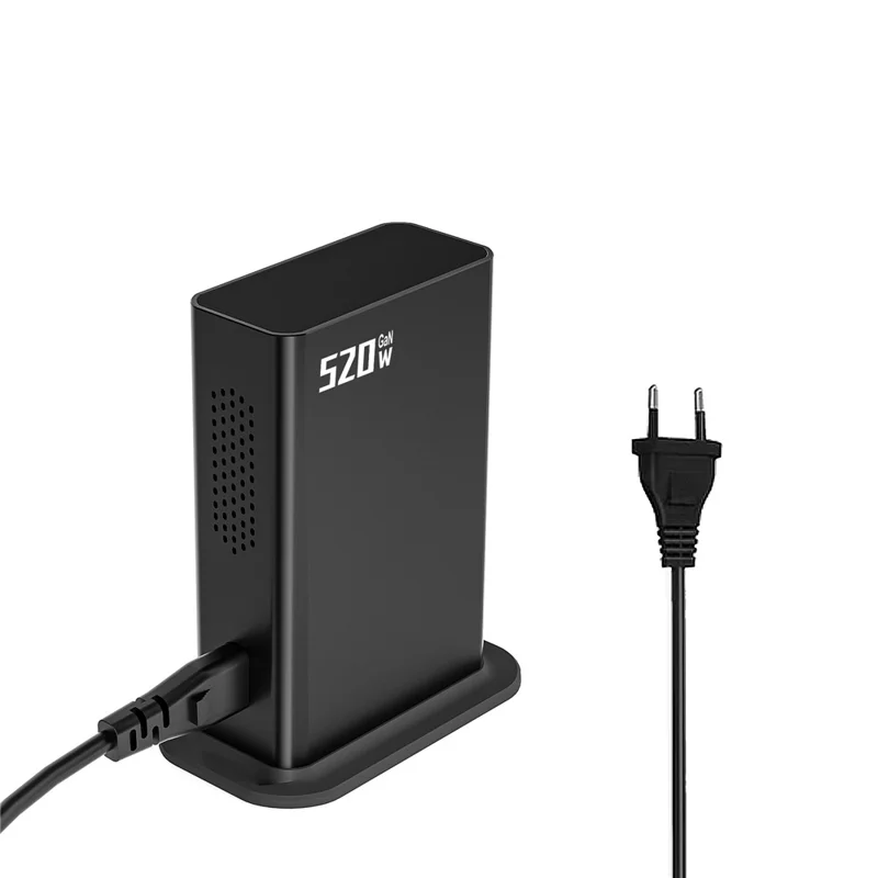 520W GaN Charger Type-C + USB-A 8 Ports Desktop Charging Station Digital Display Fast Charger - Black  /  EU Plug