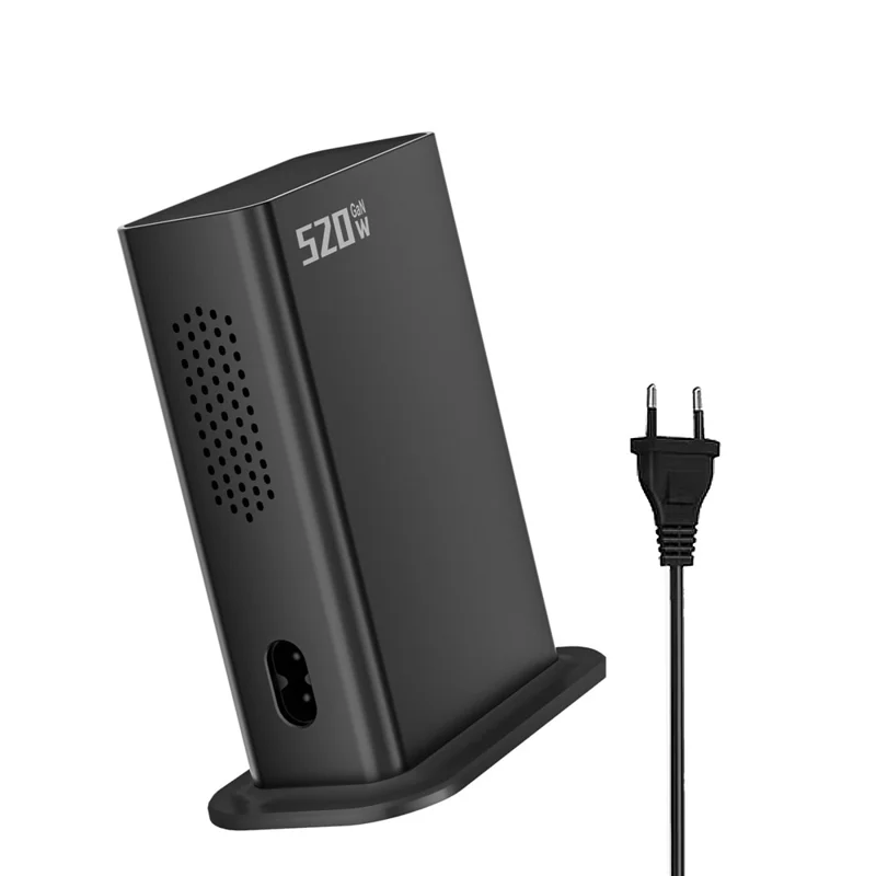 520W GaN Charger Type-C + USB-A 8 Ports Desktop Charging Station Digital Display Fast Charger - Black  /  EU Plug