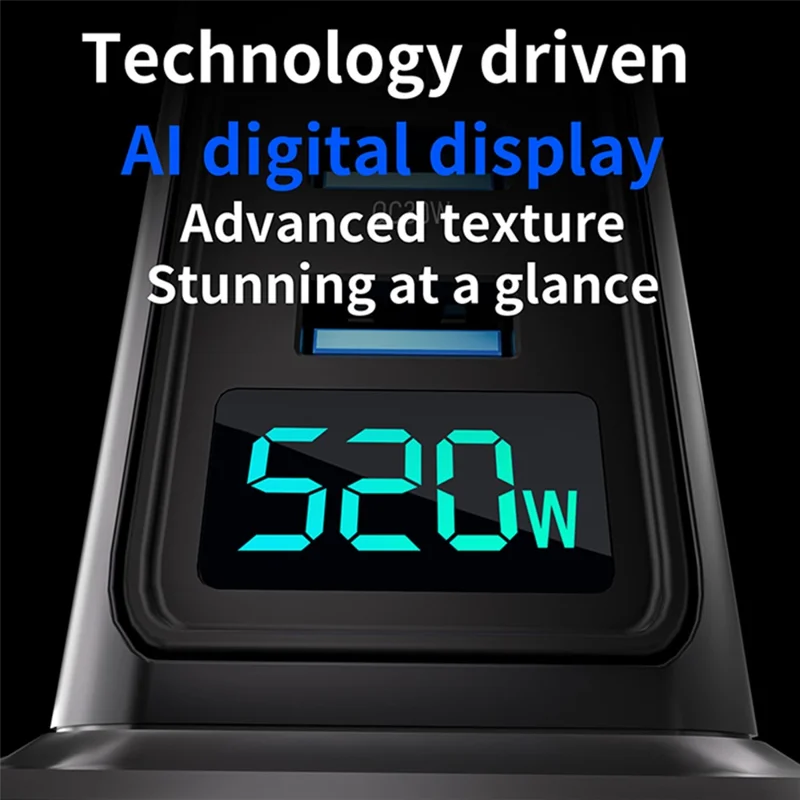 520W GaN Charger Type-C + USB-A 8 Ports Digital Display Desktop Fast Charging Station for Laptop Phone - Silver  /  EU Plug