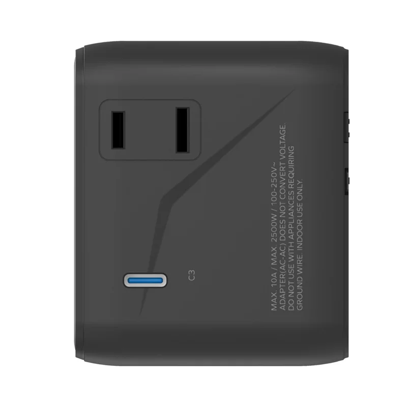 MOMAX UA27 1-World 2 Dual AC Mini GaN Global Adapter 35W Multi-Port Wall Charger Block Charging Station for Travel - Black