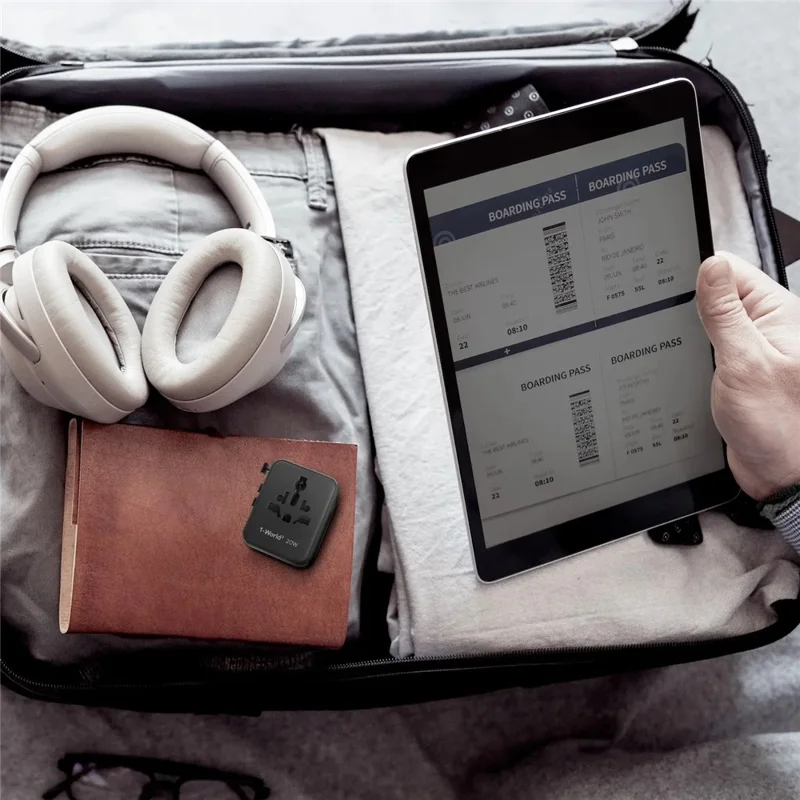 MOMAX UA27 1-World 2 Dual AC Mini GaN Global Adapter 35W Multi-Port Wall Charger Block Charging Station for Travel - Black