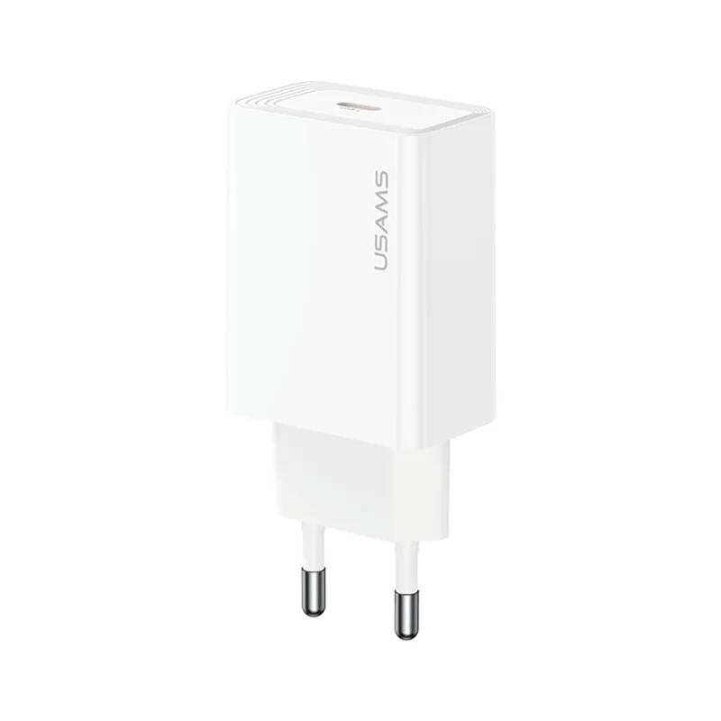 USAMS CC325 T69 20W Fast Charger USB-C Power Adapter for iPhone / Xiaomi / Samsung, EU Plug