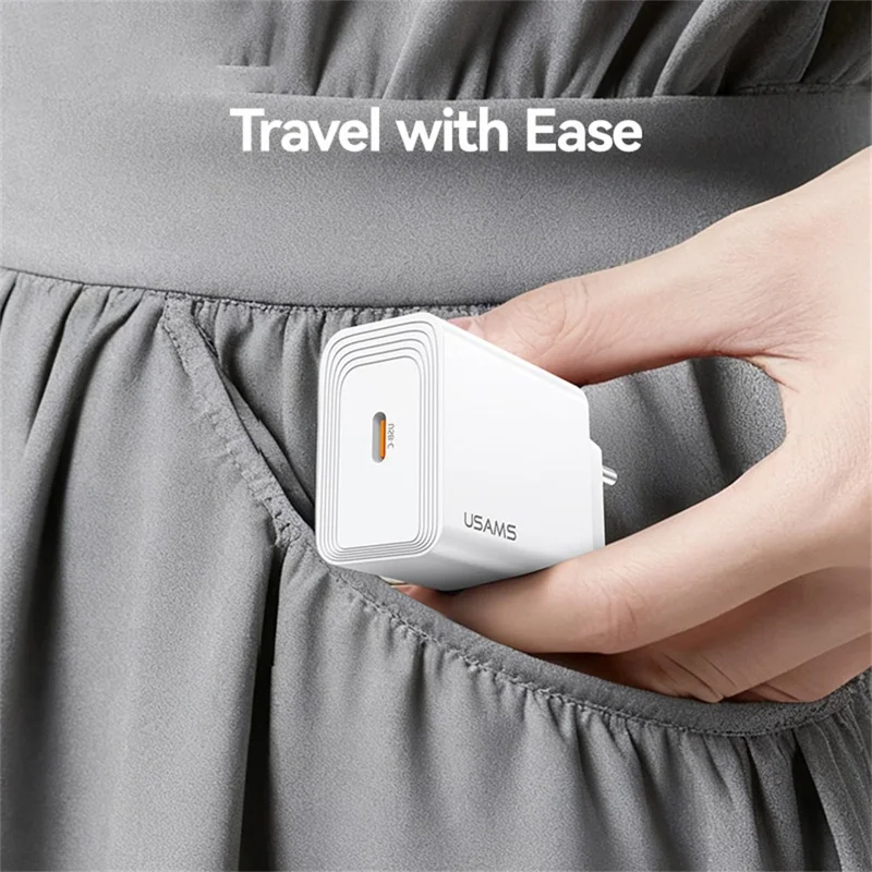 USAMS CC325 T69 20W Fast Charger USB-C Power Adapter for iPhone / Xiaomi / Samsung, EU Plug