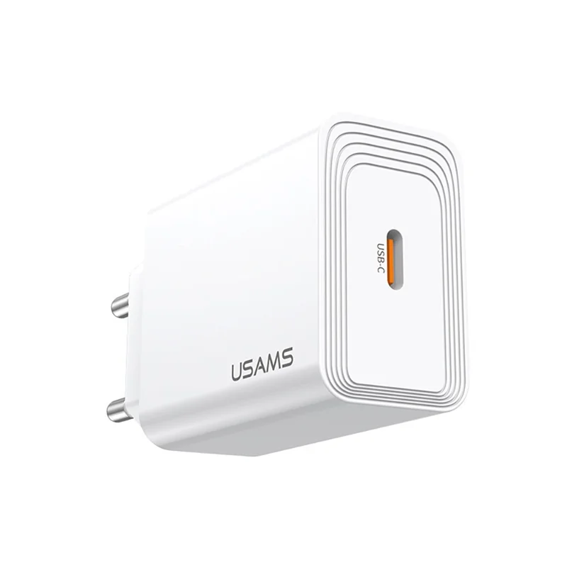 USAMS CC325 T69 20W Fast Charger USB-C Power Adapter for iPhone / Xiaomi / Samsung, EU Plug