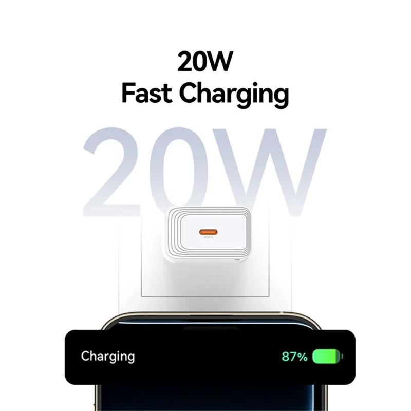 USAMS CC325 T69 20W Fast Charger USB-C Power Adapter for iPhone / Xiaomi / Samsung, EU Plug