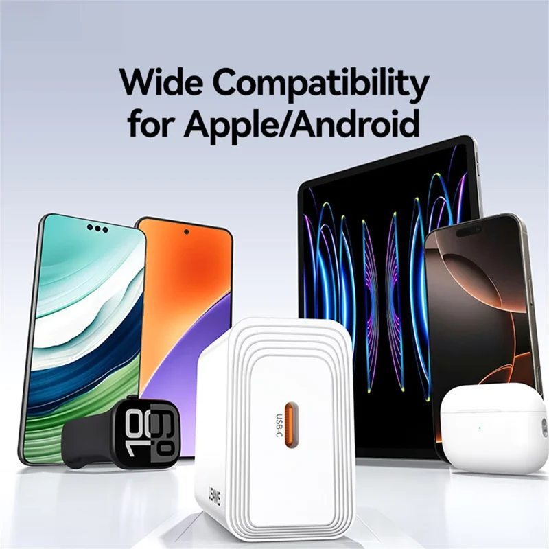 USAMS CC325 T69 20W Fast Charger USB-C Power Adapter for iPhone / Xiaomi / Samsung, EU Plug