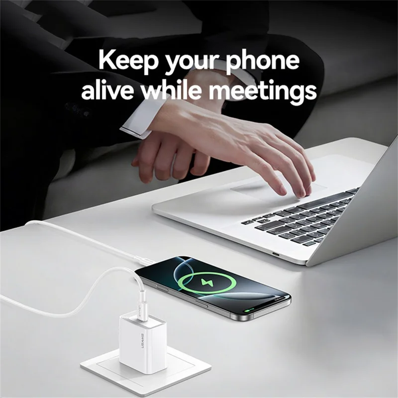 USAMS CC325 T69 20W Fast Charger USB-C Power Adapter for iPhone / Xiaomi / Samsung, EU Plug