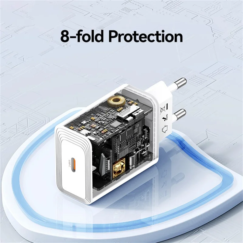 USAMS CC325 T69 20W Fast Charger USB-C Power Adapter for iPhone / Xiaomi / Samsung, EU Plug