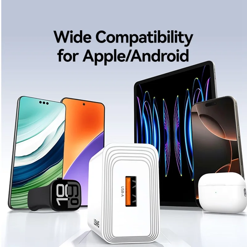 USAMS CC324 T69 QC 18W Fast Charger Adapter Quick Charge Wide Voltage Wall Charger Block, EU Plug