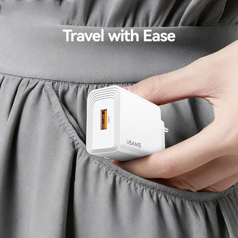 USAMS CC326 T69 Single USB Charger 2.1A Fast Charging Power Adapter Wide Voltage, EU Plug