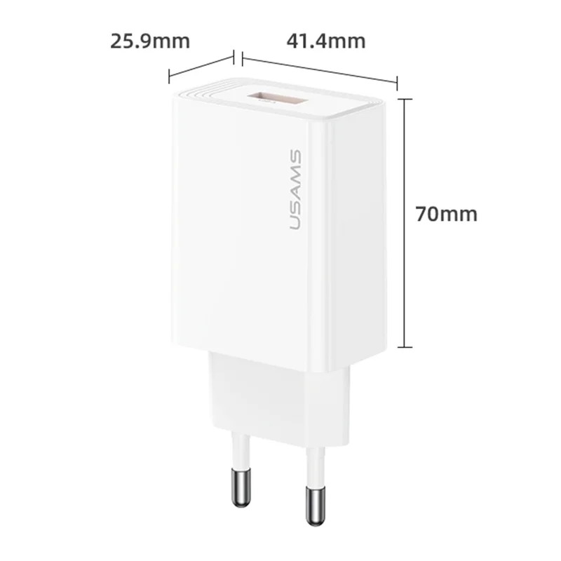 USAMS CC326 T69 Single USB Charger 2.1A Fast Charging Power Adapter Wide Voltage, EU Plug