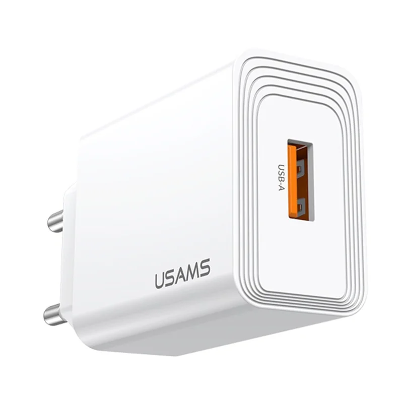 USAMS CC326 T69 Single USB Charger 2.1A Fast Charging Power Adapter Wide Voltage, EU Plug
