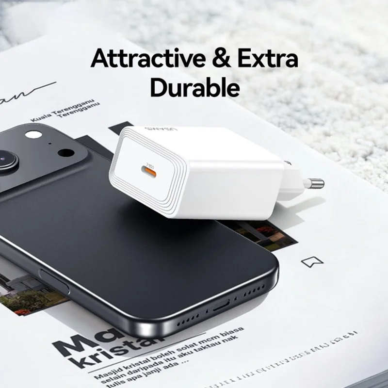 USAMS CC329 T69 30W Charger Adapter Fast Charging PD3.0 Protocol Wide Voltage Wall Charger, EU Plug