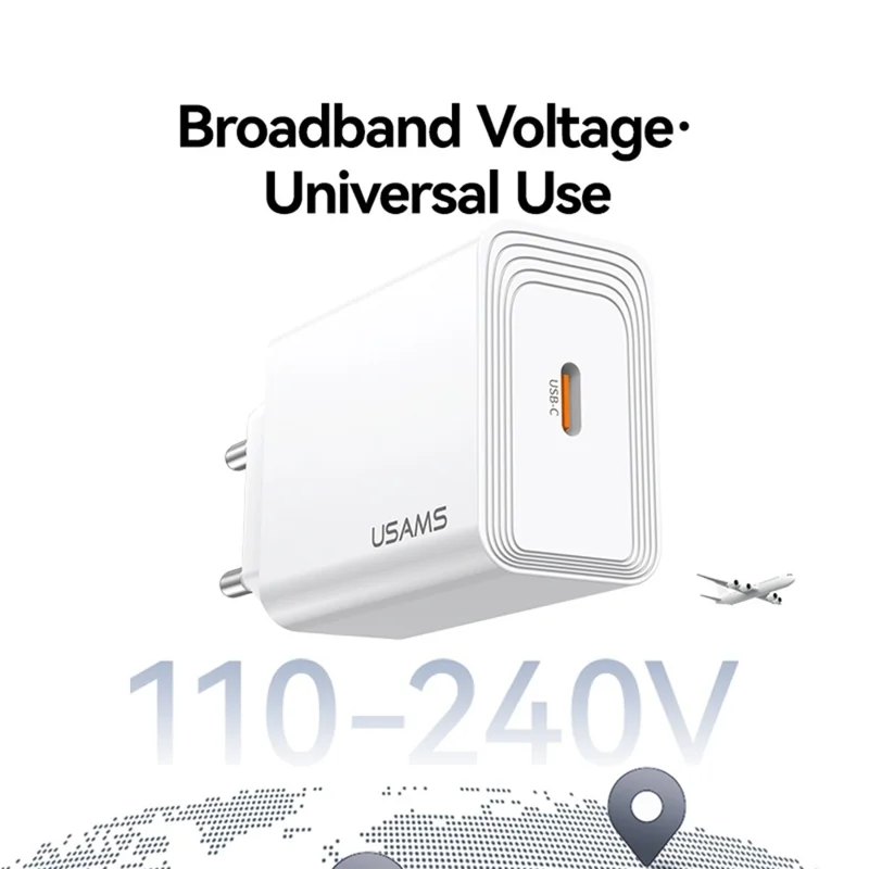 USAMS CC329 T69 30W Charger Adapter Fast Charging PD3.0 Protocol Wide Voltage Wall Charger, EU Plug