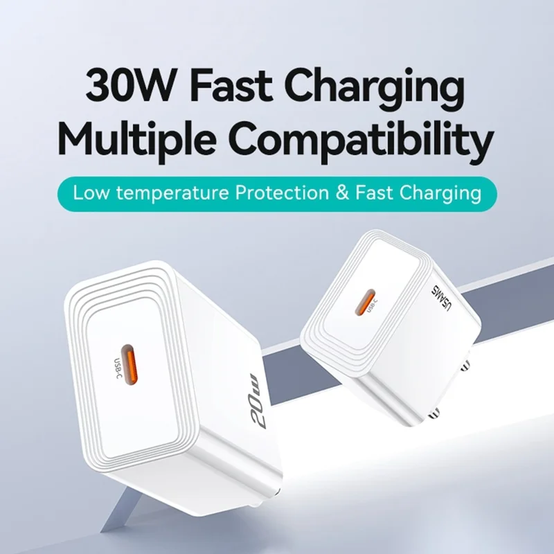 USAMS CC329 T69 30W Charger Adapter Fast Charging PD3.0 Protocol Wide Voltage Wall Charger, EU Plug