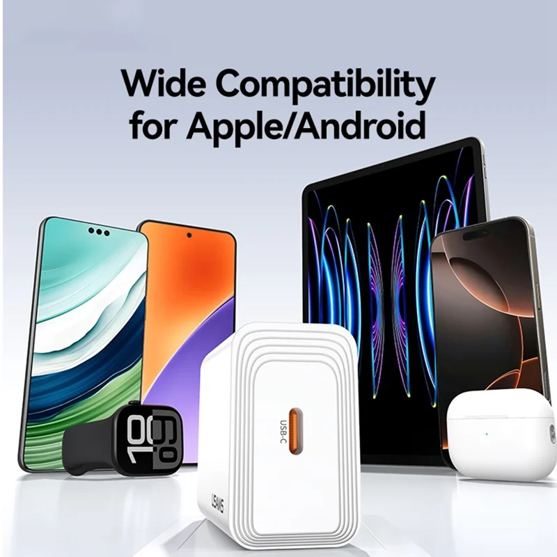 USAMS CC329 T69 30W Charger Adapter Fast Charging PD3.0 Protocol Wide Voltage Wall Charger, EU Plug