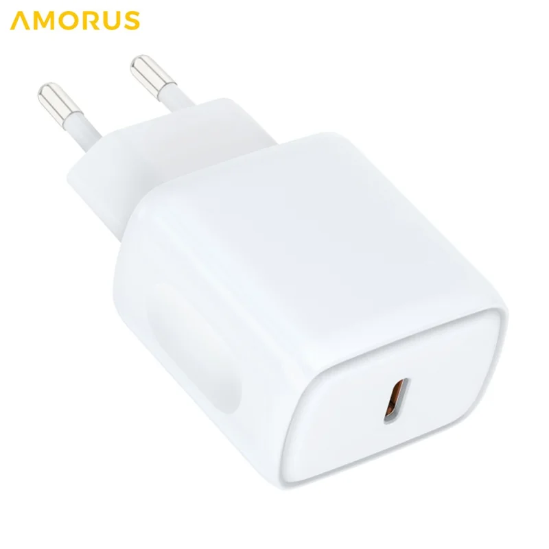 AMORUS PD 20W Type-C Fast Charging Wall Charger for Smartphone / Tablet / Laptop Power Adapter, EU Plug - White