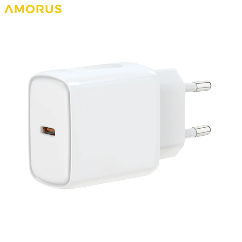 AMORUS PD 20W Type-C Fast Charging Wall Charger for Smartphone / Tablet / Laptop Power Adapter, EU Plug - White