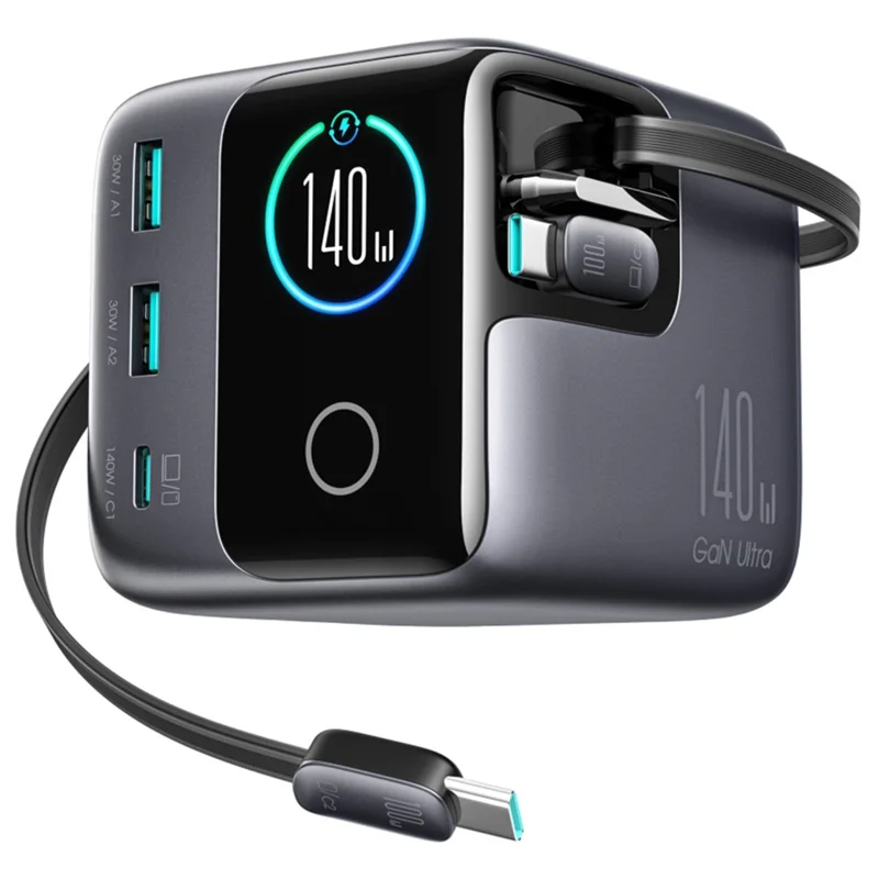 JOYROOM JR-TRD01 140W GaN-lader 5-port skrivebordsoplader med indbyggede kabler - EU-stik