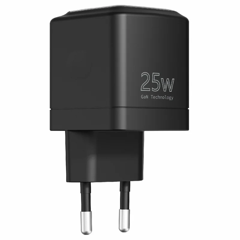 Digitaler 25W PD-Netzteil mit USB-C-Anschluss, schnelles Ladegerät mit Display, EU-Stecker – Schwarz