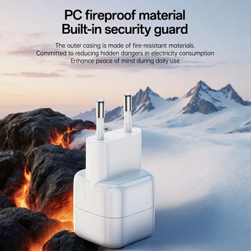 YESIDO YC103 PD 35W GaN Wall Charger USB-C Fast Charging Power Adapter Compact Travel Phone Charger, EU Plug - White