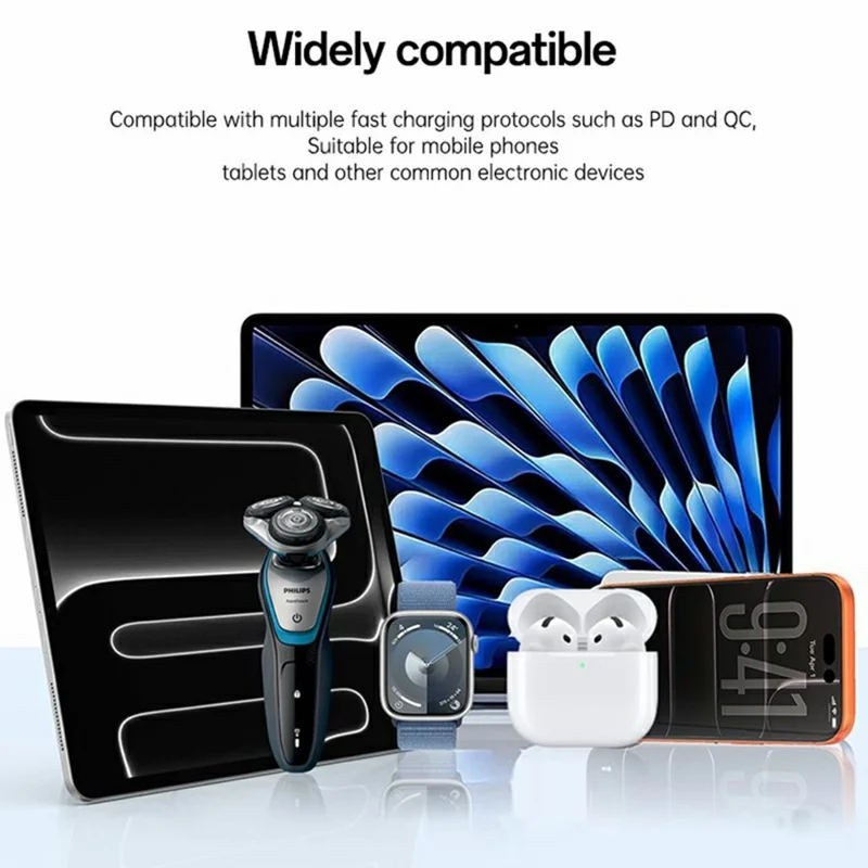 YESIDO YC103 PD 35W GaN Wall Charger USB-C Fast Charging Power Adapter Compact Travel Phone Charger, EU Plug - White