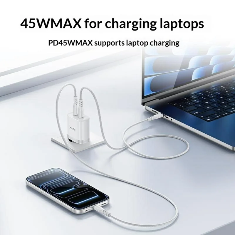 YESIDO YC109 PD 45W Dual USB-C Charger Set with USB-C Cable Fast Charging Power Adapter, EU Plug - White