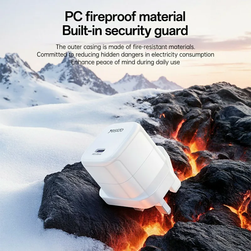 YESIDO YC149 PD 35W Travel Charger Adapter Single Port Type-C Fast Charging Adapter - UK Plug