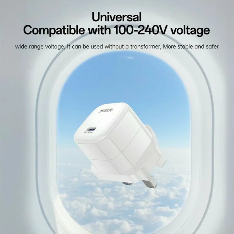 YESIDO YC149 PD 35W Travel Charger Adapter Single Port Type-C Fast Charging Adapter - UK Plug