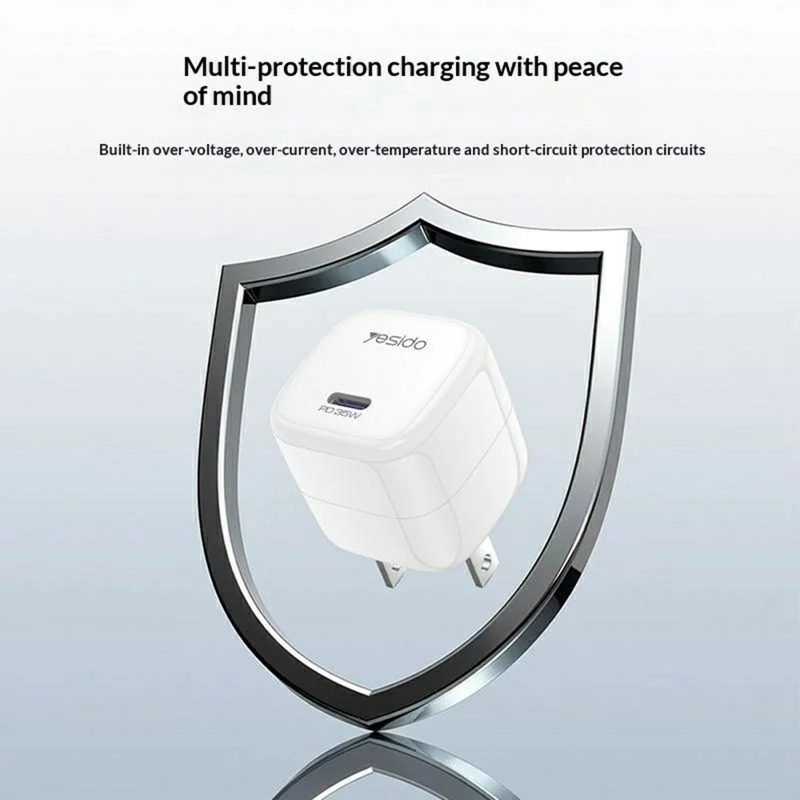 YESIDO YC16U Single USB-C PD 35W Charger Adapter Fast Charging Portable Mini Wall Charger - US Plug