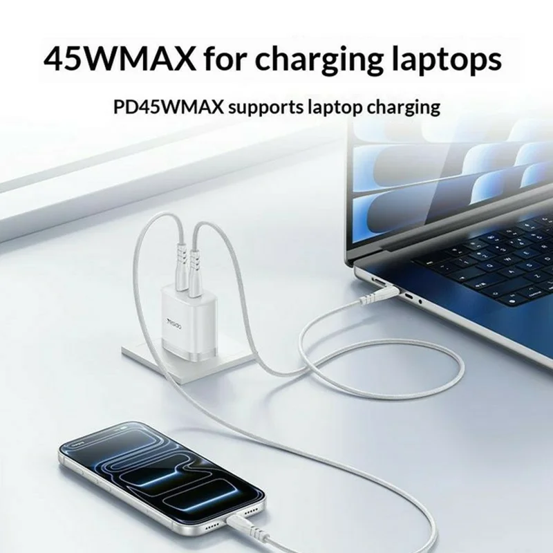 YESIDO YC22U PD 45W Dual USB-C Fast Charger Portable Wall Charger Adapter with USB-C to USB-C Cable - US Plug