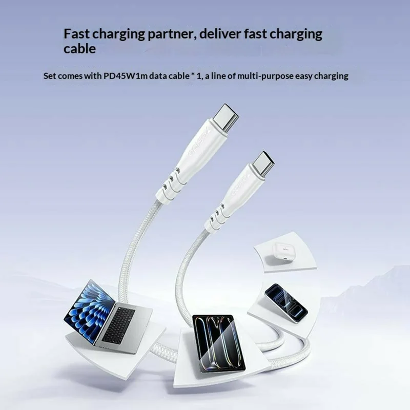 YESIDO YC22U PD 45W Dual USB-C Fast Charger Portable Wall Charger Adapter with USB-C to USB-C Cable - US Plug